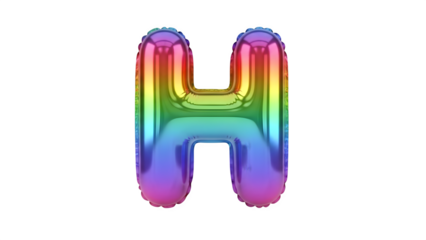 Colorful Rainbow H Balloon Letter on Black Background