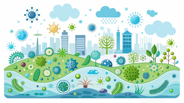 Microscopic Organisms in a Stylized Urban Ecosystem