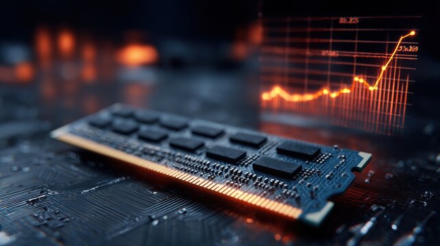 Closeup of computer memory chip