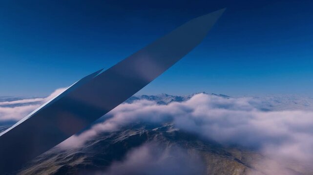 Cinematic 4K sci-fi landscape with geometric cloud formations and sharp planar edges over peaks