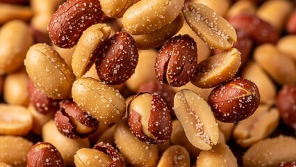 Close-up of Salted Peanuts in a Pile snack food