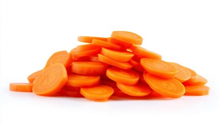 Fresh carrot slices on white background. AI generated