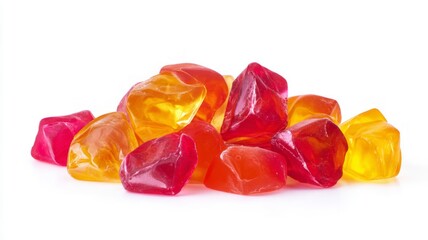 Vibrant jelly candies on white background. AI generated