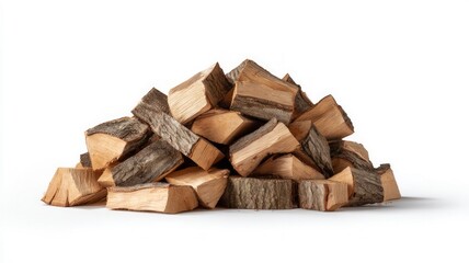 Stack of firewood on white background. AI generated