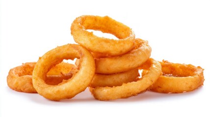 Crispy onion rings on white background. AI generated