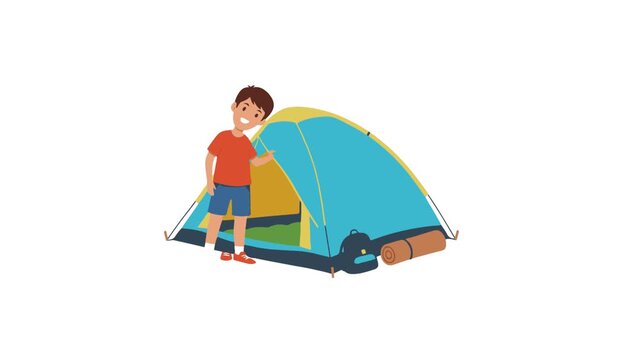 Video Cute Boy Camping Activity