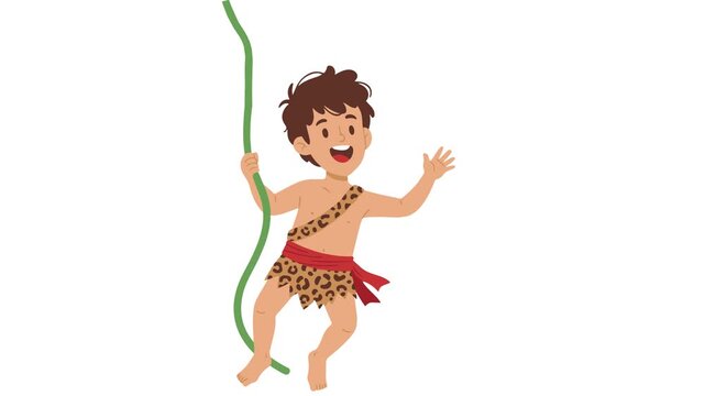 Video Tarzan Swinging with Vine
