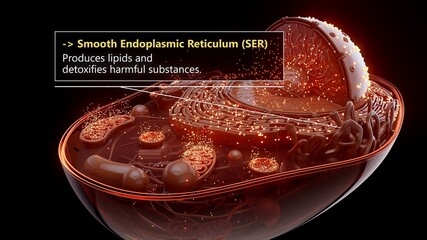 3D illustration of the smooth endoplasmic reticulum producing lipids