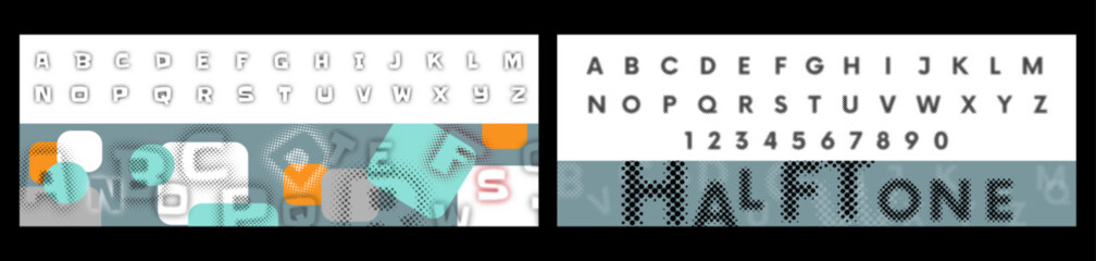 Alphabet halftone font type, text in vector style. Retro font elements set. Letter - typography grunge dot. Graphic design for creative headline, title, poster background © nongkran_ch