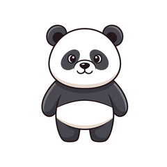 Naklejka premium A cute cartoon panda bear illustration stands alone on a white background