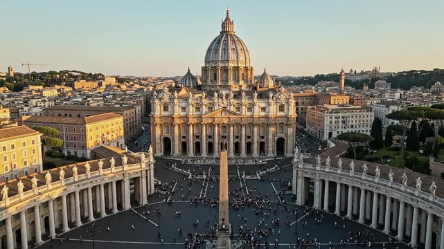 Majestic architecture dominated by dome and obelisk during golden hour