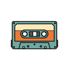 Obraz premium Vintage cassette tape illustration on a clean white background showcasing retro technology and nostalgic music media.