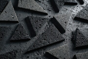 Silver Glitter Shapes on Dark Background with Harsh Lighting for Festive Decor