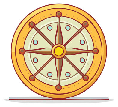 Stylized Nautical Compass Rose with Golden Rim and Detailed Wind Rose Design