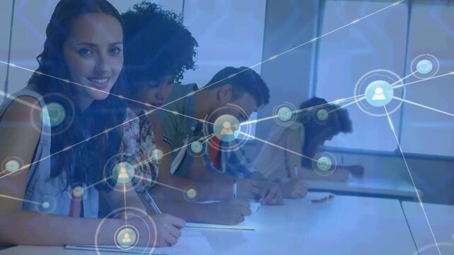 Animation of network of connections over diverse students at university