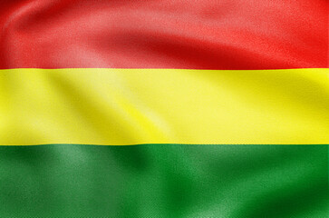 Fototapeta premium National flag of Bolivia displaying red yellow and green horizontal tricolor arrangement.