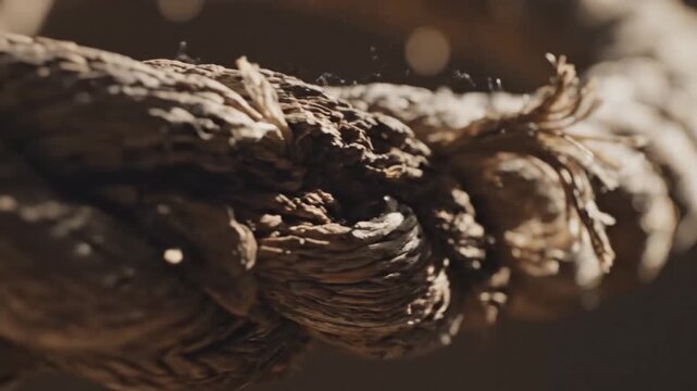 Close-Up of a Thick Rope - Texture and Detail.