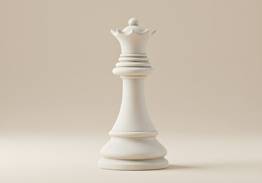 White chess queen piece isolated