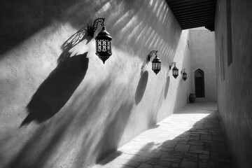 Traditional lantern casting intricate shadows