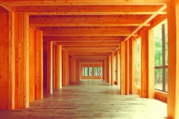 Fototapeta premium Interior under construction with wood frame and mineral wool wall, House insulation material supporting home improvement warmth energy savings for warm winter