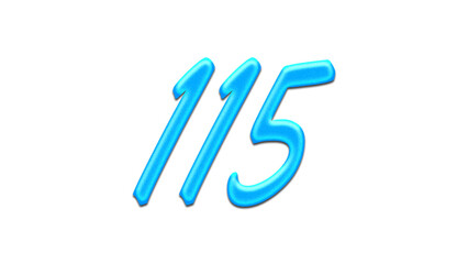 Obraz premium Glowing blue effect of number 115 on white background.