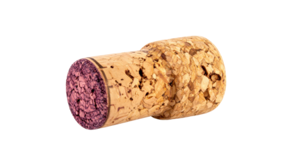 Close-up of a Used Wine Cork with Red Wine Stains Isolated on Transparent Background for Wine Tasting and Beverage Industry Concepts and designs