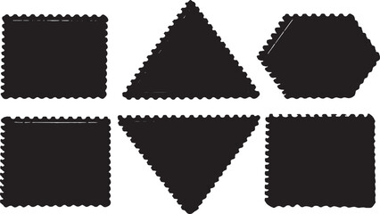 A clean, minimalist flat vector illustration featuring six bright gray geometric shapes arranged in a 2x3 grid on a pure white background.