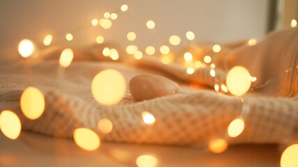 St patrick's day magic a blurred view of warm lights on a cozy fabric