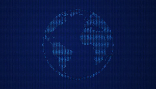 Earth globe created from glowing binary digits in tech style
