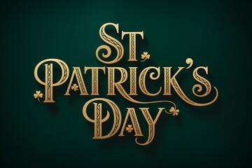 St patrick's day celebrations gold typography on dark green background
