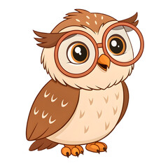 Naklejka premium Intelligent owl wearing glasses