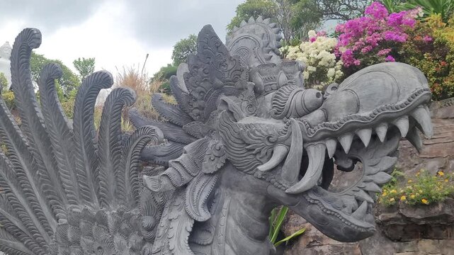 Dragon head in a Buddhist temple in Asia