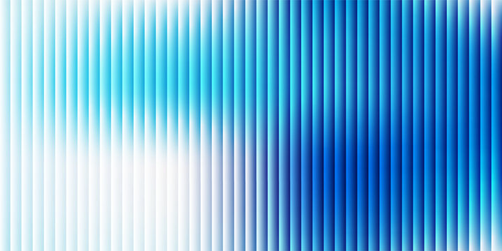 Ribbed glass effect background. Reeded transparent plastic wall. Blue iridescent gradient pattern. Abstract corrugated glass texture, neon light. Pearlescent holographic backdrop. Deep purple glow bg