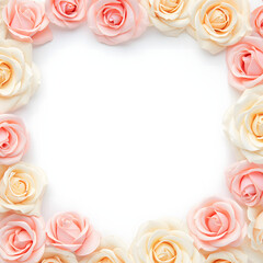 Romantic Pastel Rose Frame Background with Blank White Center