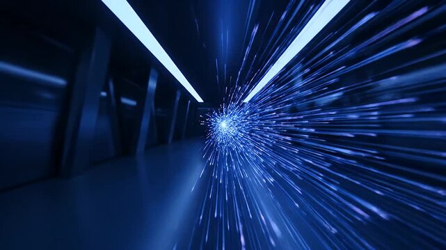 Sleek Visualization of Laminar Blue and Purple Data Streams on a High-Speed Light Highway