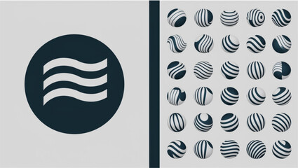 Fifty Minimalist Spherical Abstract Design Shapes and Icons
