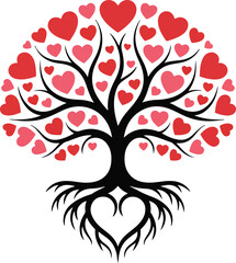 Tree with hearts vector design illustrator