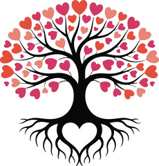 Tree with hearts vector design illustrator