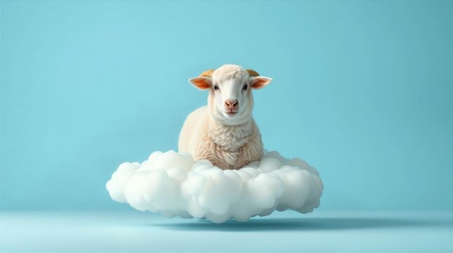 Surreal animal scene with sheep used as cloud metaphor