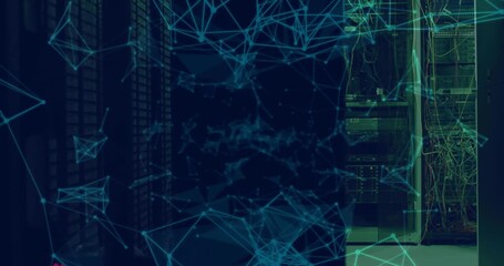 Animation of network of connections over computer servers - Powered by Adobe