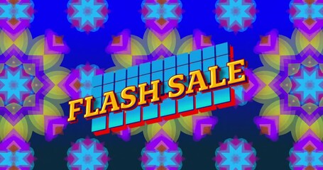 Animation of flash sale text over colourful shapes - Powered by Adobe