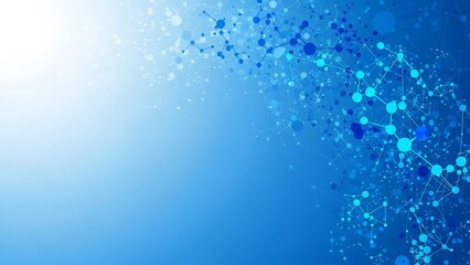 Blue molecular structure background with connected dots and lines