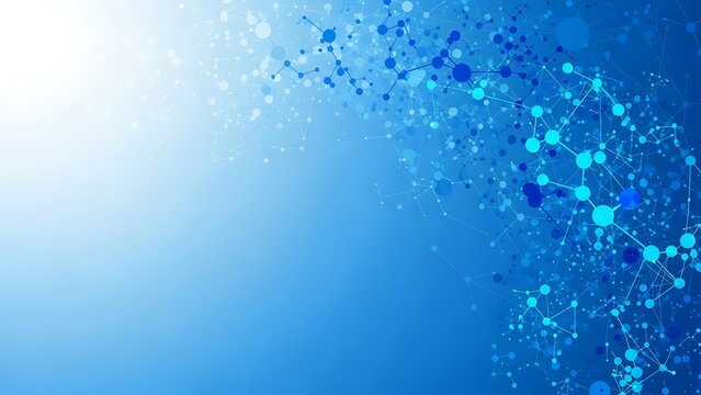 Blue molecular structure background with connected dots and lines - Powered by Adobe