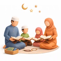 Family Activities During Ramadan in a 3D Illustration