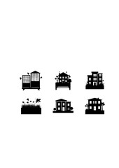 Obraz premium Urban Beekeeping Silhouette, Luxury Penthouse Rooftop Garden, Biodiversity and Sustainable City Lifestyle Vector Graphic