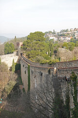Naklejka premium The panorama of Girona city opening from castle walls, Spain
