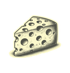 Vintage Cheese Halftone Illustration isolated on transparent background, generative ai