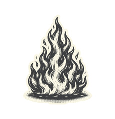 Vintage Flame Fire Halftone Illustration, generative ai
