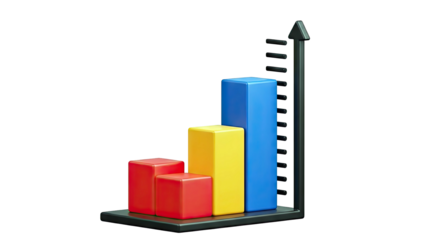 3D Bar Chart with Upward Arrow