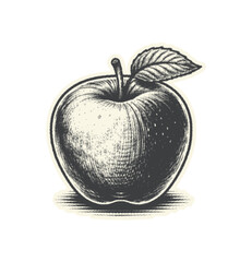 Vintage Apple Fruit Halftone Illustration isolated on transparent background, generative ai